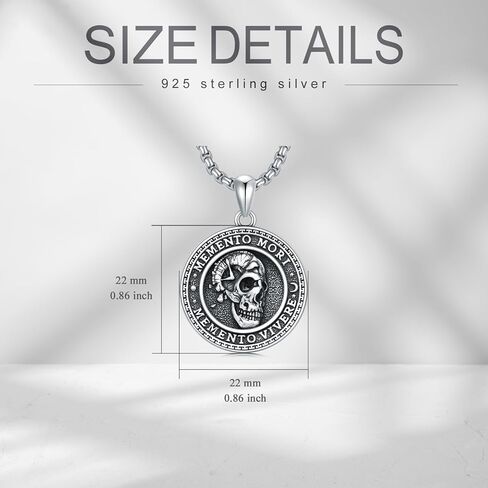 Memento Mori Necklace for Men 925 Sterling Silver Memento Mori Pendant Tarot Card Gothic Skull Pendant Amulet Jewelry in Kuwait