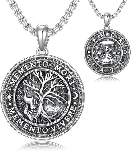 تذكار موري قلادة للرجال 925 فضة تذكار موري قلادة التارو بطاقة القوطية الجمجمة قلادة تميمة مجوهرات in Kuwait