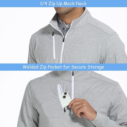 DEOLAX Mens Quarter Zip Pullover Solid 1/4 Zip Pullover Mens Athletic Performance Dry Fit Long Sleeve Thermal Mens Sweatshirt Mock Neck Mens Fishing Running Shirts UPF 50+ Golf Shirts for Men Purple in Saudi Arabia