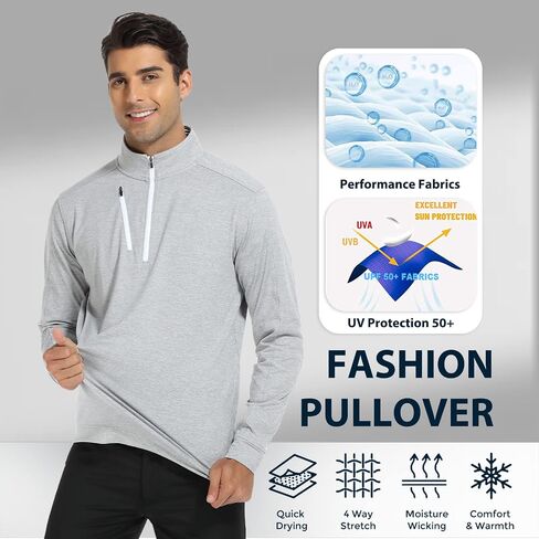 DEOLAX Mens Quarter Zip Pullover Solid 1/4 Zip Pullover Mens Athletic Performance Dry Fit Long Sleeve Thermal Mens Sweatshirt Mock Neck Mens Fishing Running Shirts UPF 50+ Golf Shirts for Men Purple in Saudi Arabia
