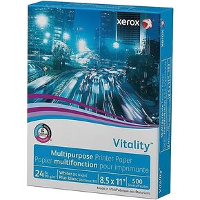 xerox Vitality Multipurpose Print Paper, 92 Bright, 24 lb Bond Weight, 8.5 x 11, White, 500/Ream