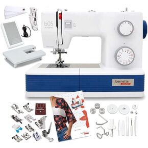 Bernette B05 Academy Sewing Machine | 30 Stitches Variety, LED Light, Extension Table, Presser Feet, Spools, Felt Discs, Ripper | Heavy Duty Quilting & Embroidery Kit for Home Use | User Friendly
