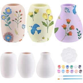 Webeedy 3 Styles DIY Ceramic Squared Pats Kit للبالغين المبتدئين المبتدئين من السيراميك النضرة أواني DIY أبيض الفخار المزارعون