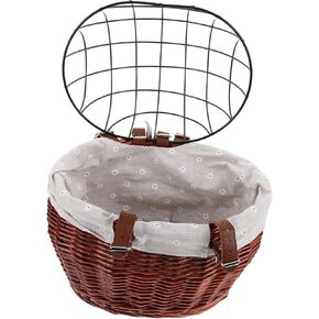 Totority Detachable Rattan Bike Basket for Pets Versatile Woven Storage Carrier for Dogs and Cats Front Basket with Safety Fastening Mechanisms for Shopping and Commuting