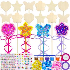 HejVulkan Fairy Wand Craft Kit, Make Your Own Magic Wands, Princess Wand Craft Kit for Birthday Party, Art and Craft for Rainy Days, Great Birthday Gifts(16 Packs)