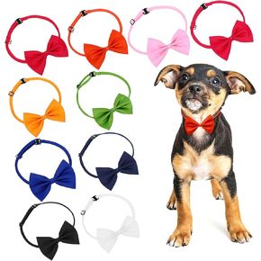 POPETPOP 10pcs Adjustable Pet Collar Bow Tie for Dogs and Cats Charming Soft Accessories for Parties and Special Events