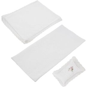 BABESIDE 3 Pcs Reborn Doll Accessories and Doll Bedding Set for 17-22 Inch Dolls, Doll Double Bed, Exquisite Doll Blanket a, Fits Lifelike Dolls (Doll Not Included)