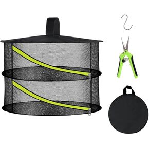 6 Layer Herb Drying Rack, Hanging Mesh Net, Foldable Plant Drying Rack With U-Shaped Zipper, Garden Trimming Shears and Hooks, For Drying Herbs Plants, Fruits, Seafood, Clothing(6 Layers-23.62'')