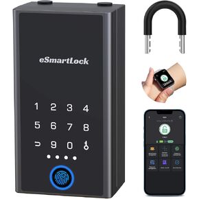Lock Box for Keys with Code, Anweller Large Capacity Fingerprint Smart Bluetooth Wall Mount Key Hider, Waterproof Electronic Combination Lockbox for Realtor, Hosts, Keys Safe Storage, Hide a Key