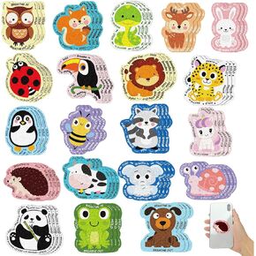 Fulmoon 120 Pcs Calm Anxiety Sensory Stickers Textured Sensory Strips Animal Panda Deer Lion Tiger Unicorn Tactile Rough Adhesive Tactile Fidget Tool for Classroom Desk Adults Teens Anxiety Relief