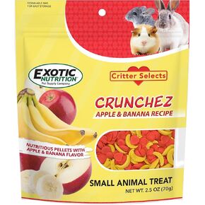 Crunchez Apple and Banana - Crunchy Fruit Flavored Treat Bites - Sugar Gliders, Squirrels, Marmosets, Prairie Dogs, Hamsters, Chinchillas, Exotic Birds, Rabbits, Guinea Pigs, Degus, Small Pets