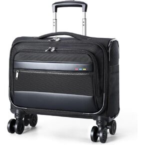 Rolling Laptop Bag, Rolling Briefcase with 4 Spinner Wheels, 1680D Water Resistant, 15.6 Inch Computer Bag with Wheels for Women Business Work Travel, Black