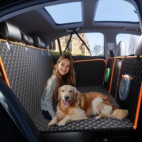 Back Seat Extender for Dogs - Large Space, Waterproof Dog Car Seat Cover for Back Seat with Hard Bottom Holds 420lbs, Upgraded Material Waterproof Pet Car Bed Dog Hammock for Car, SUV,Truck
