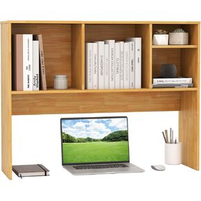 Giantex Desktop Bookshelf, Countertop Storage Hutch with 4 Shelves for Computer Desk, Dressing Tabletop Display Rack, Multipurpose Desk Hutch Storage Organizer for Home Office Dorm, White