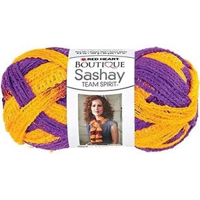 Red Heart Ready Set Ruffles Scarf Knit Yarn Kit - Purple/Gold