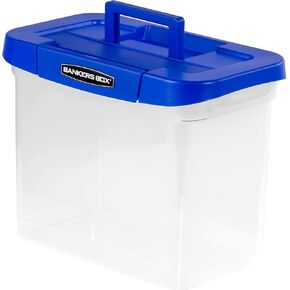 Bankers Box® Heavy-Duty Portable Storage File Box, 17.4" x 14.2" x 10.6", Blue/Clear