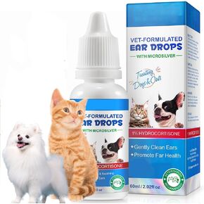 Dog Ear Infection Treatment Drops, with 1% Hydrocortisone, Ear Yeast Infection Treatment for Dogs and Cats, Dog Ear Drops for Yeast Infection, Dog Ear Infection Drops for Itchy Ear Relief