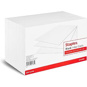 Staples 233460 5-Inch X 8-Inch Unruled Index Cards 500/Pack (51005)