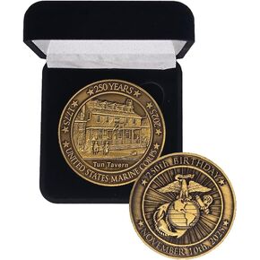 2025 Marine Corps Challenge Coin in Velvet Gift Box for 250th Anniversary 2 inch Solid Brass - USMC Birthday Ball