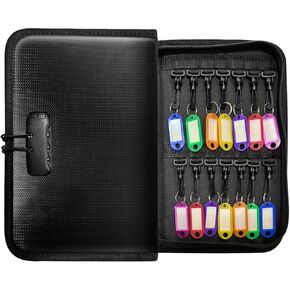 28 Position Key Organizer with Combination Lock, Waterproof Fireproof Zippered Key Case, Key Holder Box for Rental Management Real Estate Sales Hotel Executives