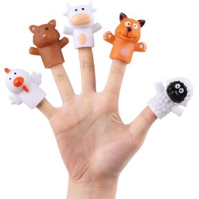 CCINEE 5pcs Finger Puppets Set for Kids, Mini Rubber Animals Puppets Figures Toys Assortment for Toddlers Girls Boys Baby Shower Schools Party Favors