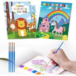 INST Party Favors for Kids 4-8, 3 Packs Paint with Water Coloring Books for Kids Goodie Bags Stuffers for Toddlers Boy Girl Birthday Gift Paint Party Favors for Kid 3-5 with 6 Brushes(54 Pages)