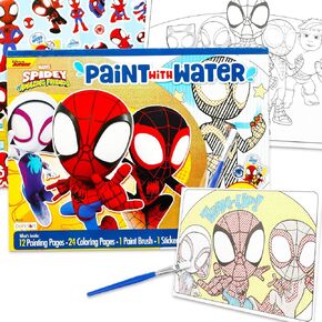 Spidey and Friends Paint with Water Set for Kids, Toddlers Age 3+ - Bundle with 40 Page Cute Cartoon Mess-Free Water Coloring Book for Ages 3 4 5 6 7 8 and More | Spiderman No-Mess Arts and Crafts