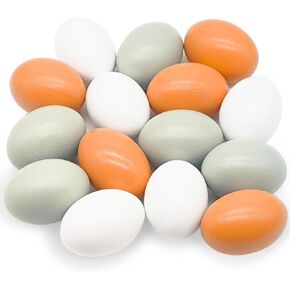 15 Pcs Wooden Fake Eggs,3 Colors Wood Eggs,Fake Chicken Eggs,Dummy Eggs Help Laying Hen,Nest Eggs for Crafts,Nesting Box,Easter,Food Toy,Home Decor,DIY