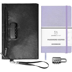 Panda Planner Password Book with Alphabetical Tabs – Hardcover Password Organizer for Internet Website Address & Log-in Details – 5" x 7" Handy Sized Password Books for Seniors (Black)