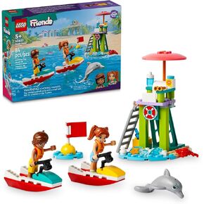 Lego Friends Beach Water Scooter ، بناء لعبة الإنقاذ للأطفال ، وفكرة هدية لعبة الشاطئ للفتيات والفتيان الذين تتراوح أعمارهم بين 5 سنوات وما فوق مع 2 دمى صغيرة وشخصية Dolphin ، 42623