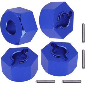 Aluminum RC Front & Rear Wheel Hubs Hex 12mm Upgrade 1654 for 1/10 4X4 Slash Rustler Hoss Stampede 4WD (Blue)