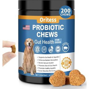 Probiotics for Dogs 200 Chews, Improve Itchy Skin Itchy Ears, Gut Health, Yeast Balance, Allergies, Immunity, Puppy Probiotic Soft Chews Reduce Diarrhea Stomach Relief (Pork)