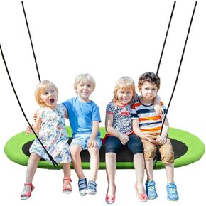 Costzon 700 lbs 60" Giant Platform Swing with Light, Tree Swing with Adjustable Hanging Ropes, Waterproof 600D Oxford Fabric, Indoor/Outdoor Swing for Kids, Adults, Playground, Backyard (Colorful)