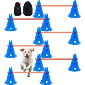 Dog Agility Hurdle Cone Set 6 PCS Kit-12 xCones 6 xAgility Rods with Bag