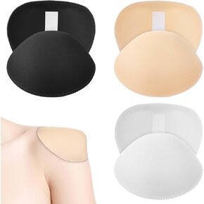 6 Pcs Shoulder Pads For Women,Shoulder Pads for Womens Clothing,Breathable Thick Sponge Hombreras for Clothing Suits,Jackets,Shirts(Black,White,Skin Color)