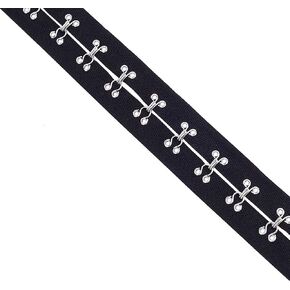 2 Yards Pair Hook and Eye Trim 1" Spacing Cotton Tape Ribbon for Sewing Quilting Corset Bra Dresses Bridal Costumes (Black)