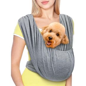 Dog Sling Swaddle Carrier Small Dog Cat Front Facing Carrier for Chest, Hands Free Puppy Carrying Sling Hold for Small Pet up to 20lbs, Adjustable Size, Reducing Back Stress (Light Grey)