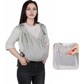 Supet Dog Carrier Sling with Pocket, Dog Sling Carrier Chest, Pet Carry Slings Front Pack,Soft High Elasticity Adjustable Wrap, Anti Pet Anxiety, Hands Free (Regular, Grey)