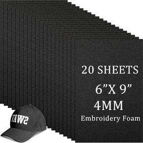 Innconee 20 Pcs 4mm Embroidery Foam 6 x 9 Inch Craft EVA Foam Sheets for 3D Embroidery Arts and Crafts, DIY Projects, Hand Sewing, Quilting, Hats, Cosplay Costumes, Pillows