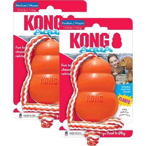 Kong Aqua Classic Dog Toy 2 -Pack - لعبة استرجاع عائمة للعب المائي - مع الحبل (متوسط)