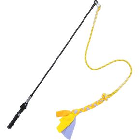 Dewonch Flirt Pole Dog Toys for Training & Exercise,Durable Teaser Stick with Fleece Rope Lure for Medium & Large Pets to Fetch Chase Pull and Tug of War (Yellow, POLE-39.5 inches)