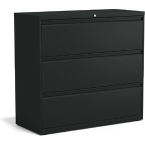 STAPLES 3-Drawer Lateral File Cabinet, Letter & Legal Size Documents, Lockable, 36" W x 18.63" D x 40.25" H, Charcoal