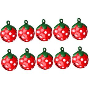 10Pcs Strawberry Shape Pet Bells Durable Pet Necklace Supplies Fun Cartoon Pendant for Cats Easy to Attach Great for DIY Strawberry