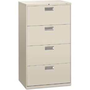 HON 600 Series 30-inch Wide Light Grey 4-Drawer Lateral File Cabinet