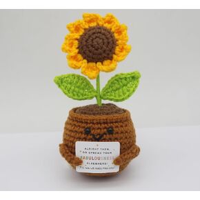 Crochet Sunflower Plant for Men Women Coworker Leaving Gifts,Alright Then Go Spread Your Fabulousness Elsewhere for Employee Colleague Coworker Leaving Going Away Goodbye Party Decorations 2GZ-XRK-RD