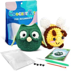 yilifeida crochet kit للمبتدئين - المبتدئين الشاملون مع الغزل ، والسنانير الكروشيه ، ودليل خطوة بخطوة ، وعلامات غرزة ، والملحقات - مثالية للبالغين والمراهقين - 4 طيور البطريق in Kuwait