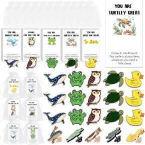 25/50/100 Sets Employee Appreciation Gifts Bulk Small Staff Thank You Gift with Inspirational Cards, Cute Animal Lapel Pins Team Appreciation Ideas for Office Coworkers, Teachers, Students