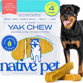 Native Pet Yak Cheese Himalayan Dog Chews - Long Lasting Dental Sticks for Medium Breeds – 100% All Natural Himalayan Yak Chews for Medium Dogs – Cheese Bone for Aggressive Chewers - 3 Per Pack
