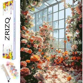 ZRIZQ Paint by Number for Adults Beginners,12" Wx16 L Canvas for Painting Kits for Adults in Colorful Box,Paint by Numbers for Home Wall Art Decor-Flowers Home