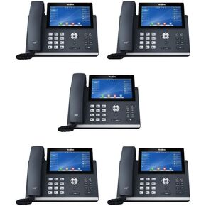 Yealink SIP-T48U IP Phone [5 Pack] 7-Inch Color Touch Screen Display, 16 Lines. Dual USB Ports, Dual-Port Gigabit Ethernet, PoE, Power Adapter Not Included (SIP-T48U) (Renewed)